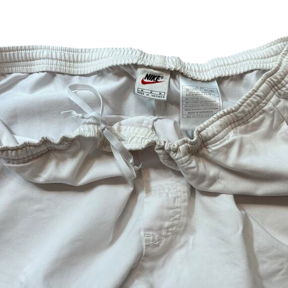 Vtg Nike 90s White Lightweight Canvas Dri Fit Tennis Shorts Medium Brown Swoosh - Picture 4 of 6